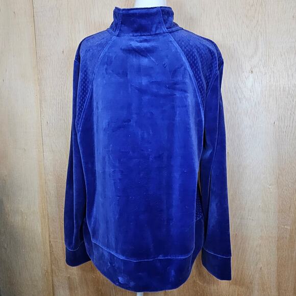 Women's Kim‎ Kim Rogers Blue Velour Mock Zip Up Jacket Size Large - Picture 2 of 7